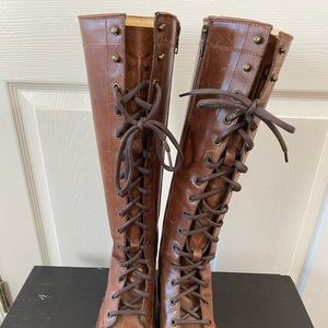 Frye Melissa Tall Lace Up Boot in Brown